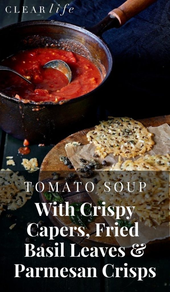 tomato soup with parmesan crisps