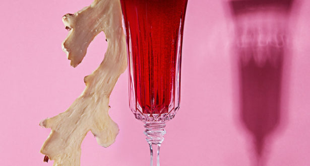 glass with hibiscus and salt rim