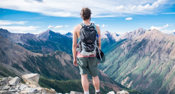guy overlooking mountains