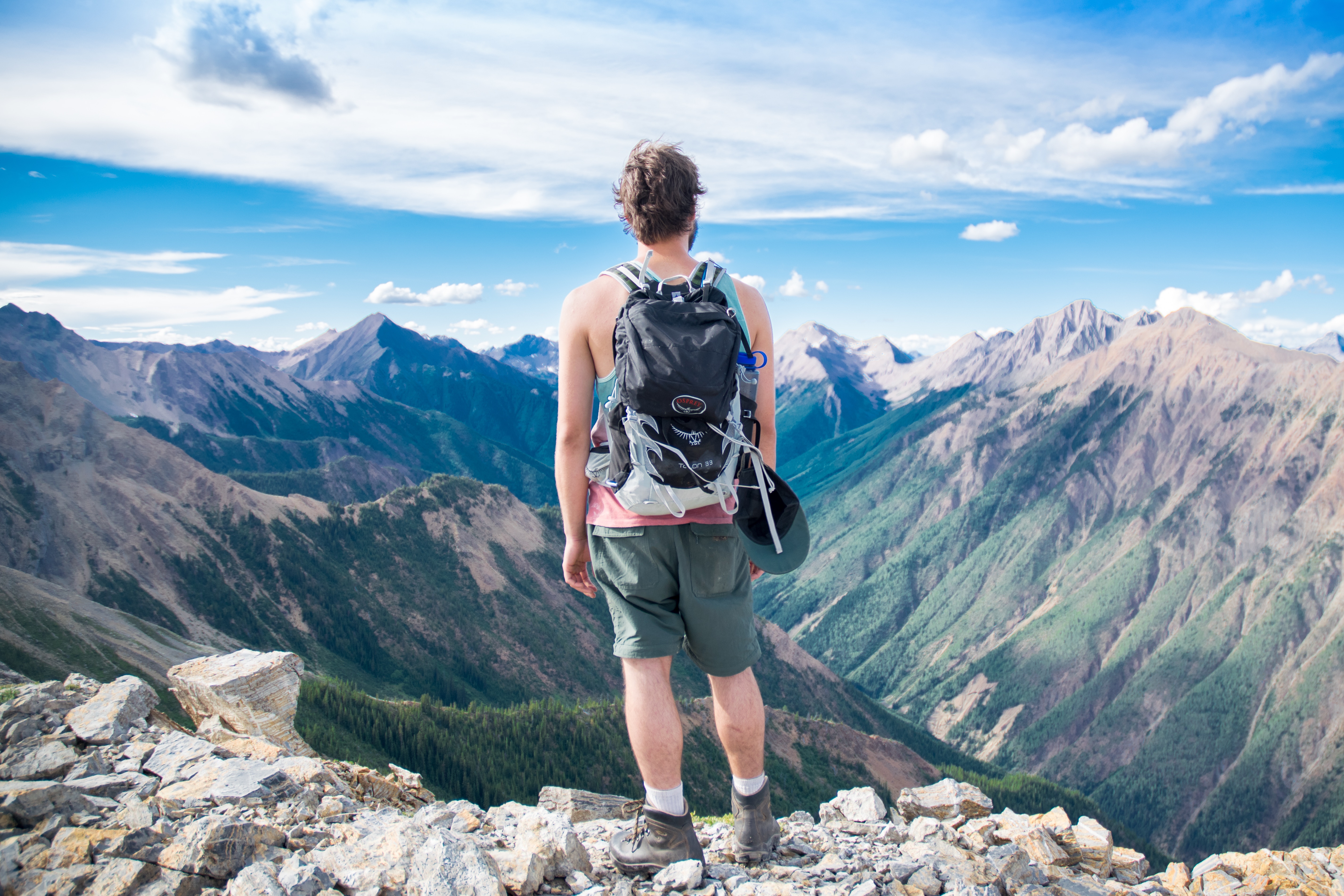 guy overlooking mountains