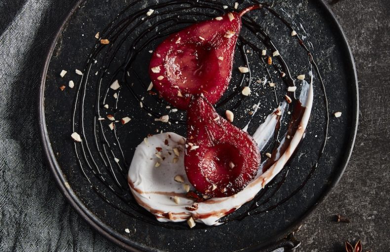 Mulled Wine Poached Pears Recipe